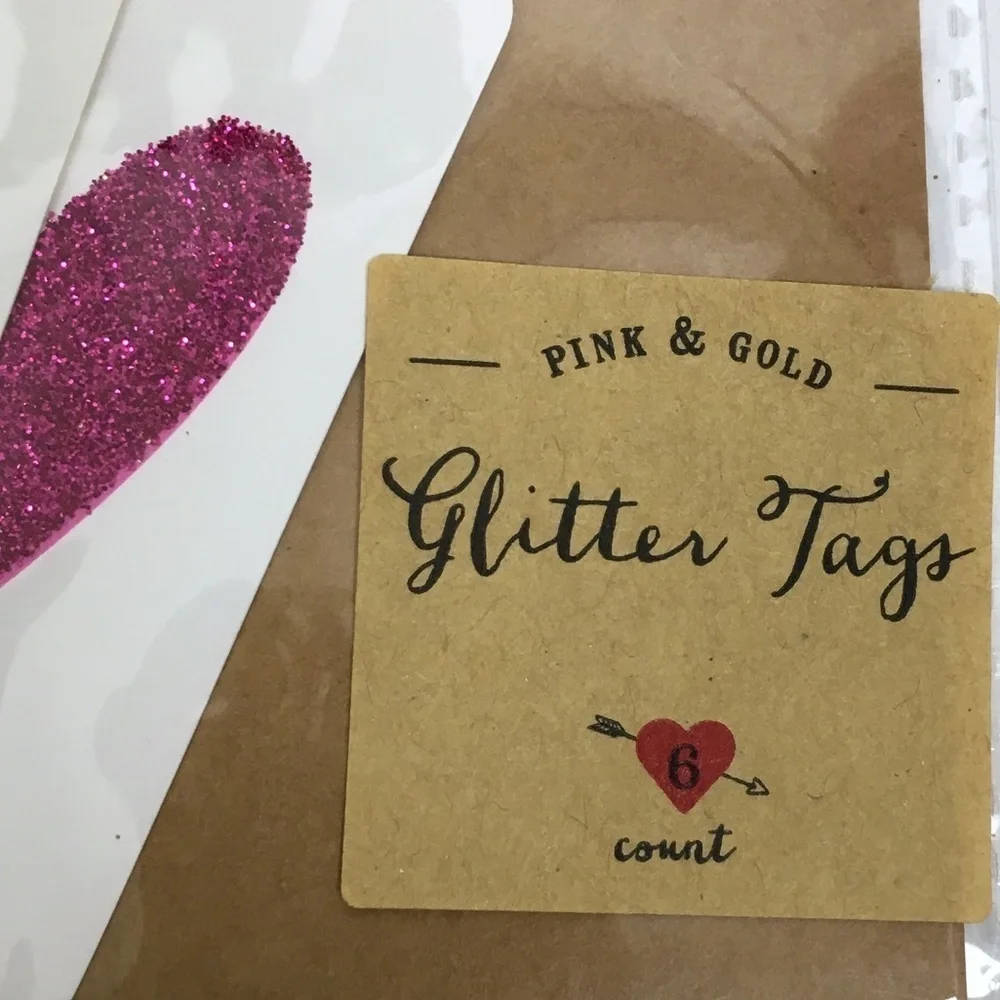 GIFT TAGS Glitter Hearts Arrows Valentine’s Day Bachelorette Bridal Shower Label